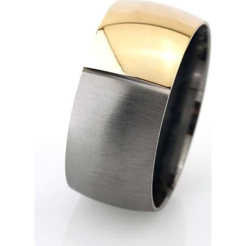 Tesbihane Classic Design Cambered Gold-Gray Color 925 Sterling Silver Men 'S Wedding Ring