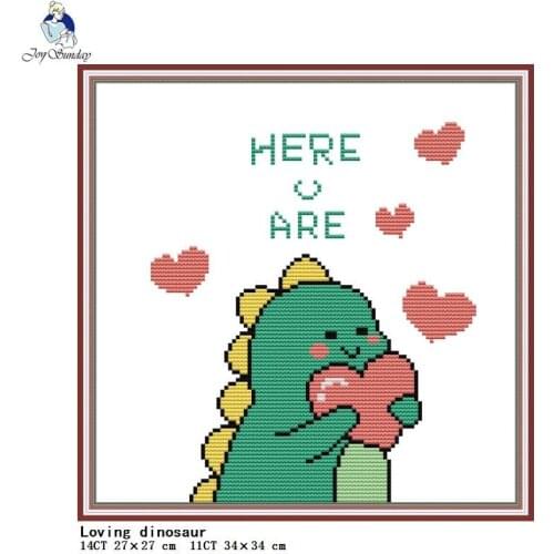 Loveing Dinosaur Cross Stitch Kits DIY Cartoon Animal Pattern 14CT 11CT Counted Printed Canvas Embroidery Set Needlework Crafts