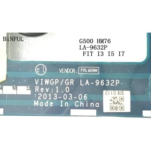 BiNFUL stock ,VIWGP/GR LA-9632P LAPTOP MOTHERBOARD FOR LENOVO G500 NOTEBOOK PC MAINBOARD, SUPPORT core I3 I5 I7 (TEST OK )