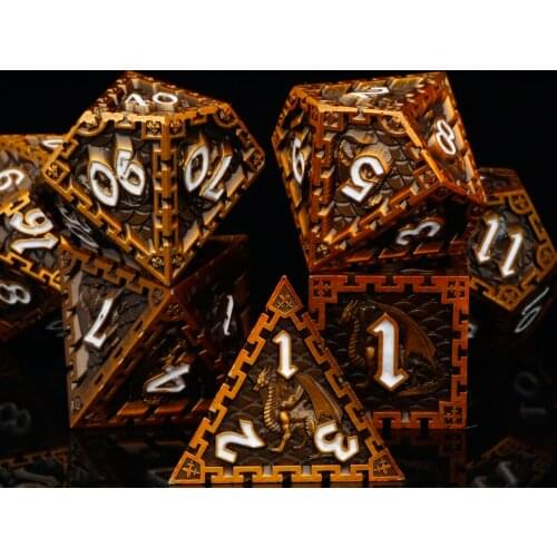 Metal dnd dice set RPG d&d gear mechanical dungeon and dragon polyhedral rose blue dice with bag D20 D12 D10 D8 D6 D4