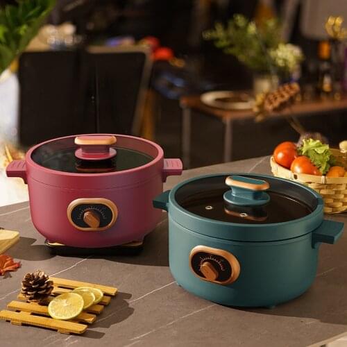 1000W Multifunctions Electric Cooker 3L Desktop Hot Pot Portable Skillet Fast Heating Stew Fried Teppanyaki Pot 4-6 People Use