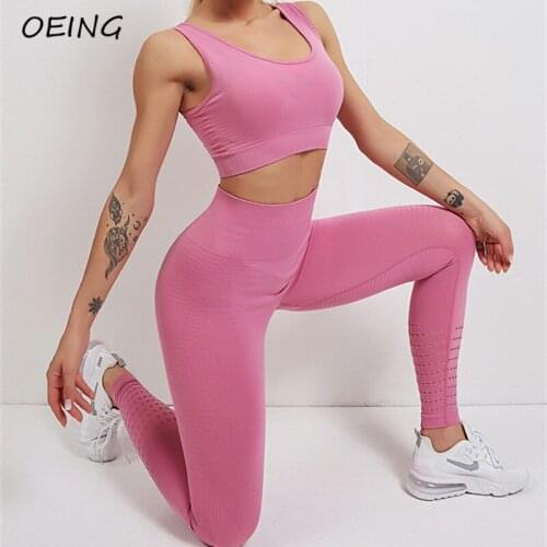 Gym Set Women Seamless Yoga Fitness Clothing High Waist Bra Sets Workout