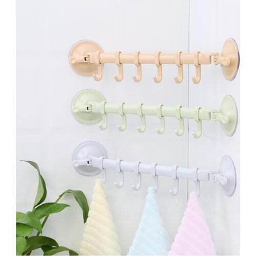 Wall Vacuum Rack Suction Cup 6 Hooks Towel Bathroom Kitchen Holder Sucker Hanger For Kitchen Bathroom Clip Home Storage Hooks