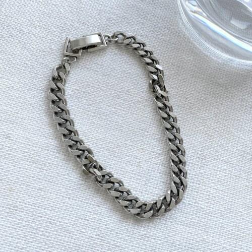 925 Sterling Silver NEW Arrival Tank Chain Bracelet Thai Silver Jewelry Hip-hop Retro Simple Exquisite Gift Womens Bracelets
