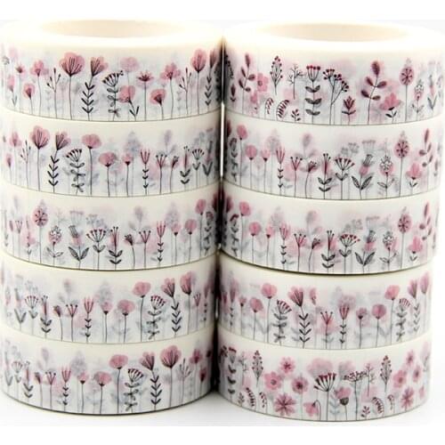 New 10pcs/set 15MM*10M pink flower Decorative Washi Tape Paper DIY Scrapbooking Adhesive Tape 10m School Office Supply