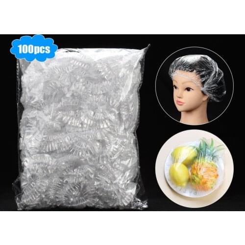 100 Pcs/lot Disposable Shower Caps Hat Clear Spa Hair Salon Hotel One-Off Bathing Elastic Shower Cap Bathroom Products Bath Cap