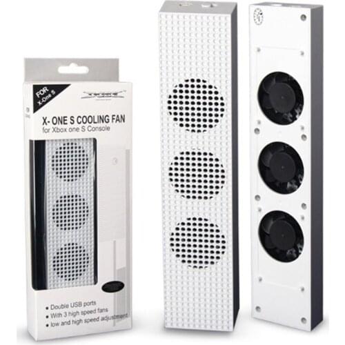 Cooling Fan For Xbox One S Built-in Adjustable Micro USB Connection Cooler with 3 High Speed Fans for Xbox One S Console