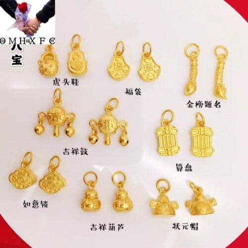 OMHXFC Jewelry Wholesale YM1691 European Fashion Woman Girl Party Birthday Wedding Gift Shoe Abacus Lock 24KT Gold Pendant Charm