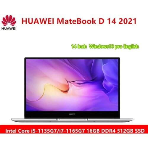 Original HUAWEI MateBook D 14 2021 Laptop 14 inch Intel Core i5-1135G7/i7-1165G7 16GB DDR4 512GB SSD Windows 10 Pro Enlish WiFi6