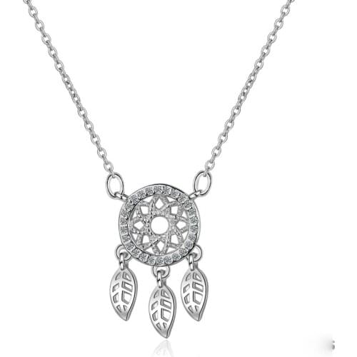 Hot Sale Micro CZ Dream Catcher Necklace 925 Sterling Silver Zirconia Necklace For Women collares