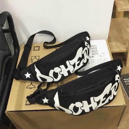 Street Style Waist Bag Men Sport Hip Belt Bag Reflective Letters Fanny Pack Phone Pouch Unisex Travel Chest Bags Crossbody Pouch