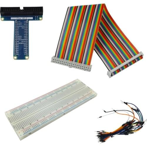 Raspberry Pi 3B+ 40 Pin GPIO Extension Board+830 Point Breadboard+GPIO Cable+Bread Board Jumper Cable for Orange Pi Banana Pi