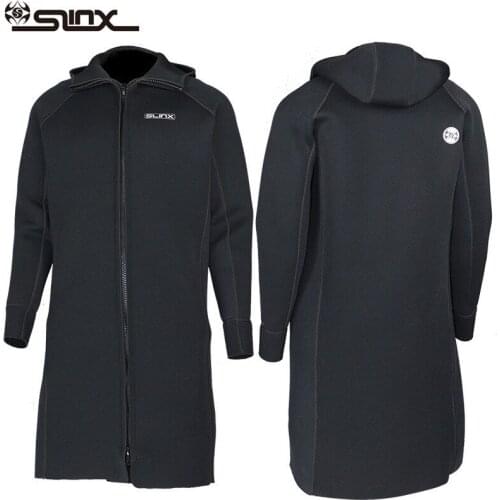 SLINX Men 3mm Neoprene Long Knee-length Dive Jacket windbreaker rapid thermal insulation after diving swimming Fishing in winter