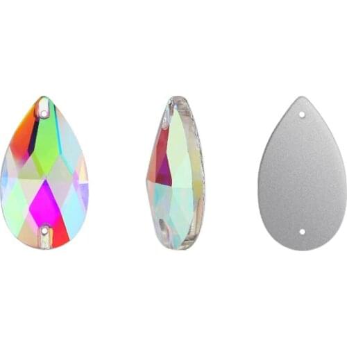 All Size Drop Sew on Rhinestone Crystal Ab Color Glas Sewing 3230 Pear Flatback Sew on Stone Glass Sewing for Wedding Dress