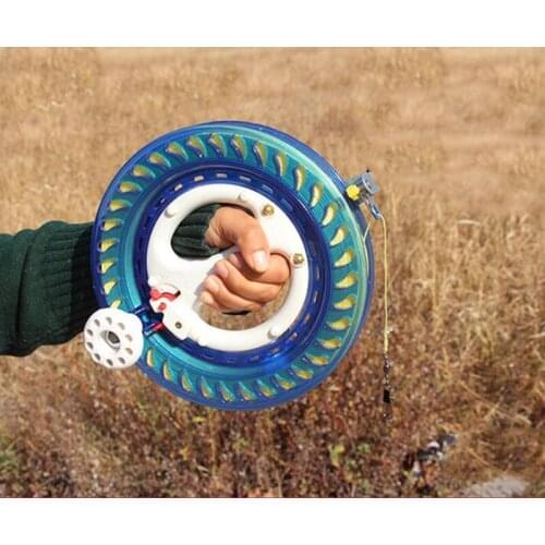 18cm Kite Reel Winder Fire Wheel 200M String Flying Handle Tool Twisted String Line Outdoor Round Blue Grip for Kite Accessories
