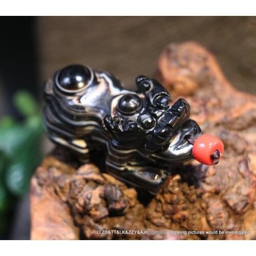 High Quality Energy Magic Tibetan Old Onyx fortune Pixiu Piyao rich Totem carving pendant
