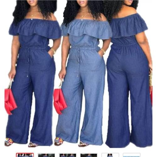 Fashion Women Jumpsuit Ladies Baggy Denim Jeans Full Length Overall Solid Loose Casual Stylish Clothing