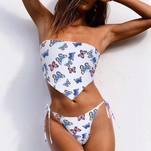 Womens Swimsuit 2021 Bikini Bathing Suit Butterfly Bellyband Printing Fashion Push Up Swimsuit Women Bikini Swimsuit Fashion