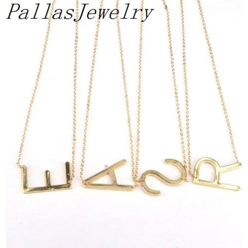 10Pcs Gold Color Initial Name Pendant Necklace A - Z Letters Pendant Necklaces For Women Jewelry