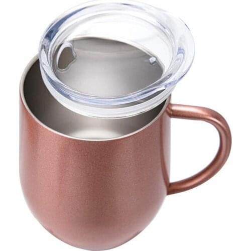 12oz Eggshell Shape Coffee Cup For Milk Water Juice Double-layer Vacuum Metal With Handle Wine Tumbler Beer Mugs Office Gift