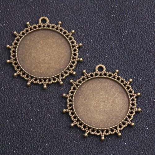 2pcs/lot Antique Bronze Metal Alloy Cameo 43*45mm(Fit 30mm Diy) Round Cabochon Pendant Setting Jewelry Blank Pendant 6A959