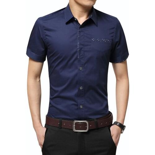 2020 Summer New Mens Shirt Brand Luxury Men Cotton Short Sleeves Dress Shirt Turn-down Collar Cardigan Shirt Men Clothes