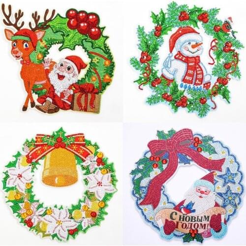 4Pcs Christmas 5D Diamond Painting Kits DIY Diamond Art Christmas Santa For Home Wall Decoration 23X23CM