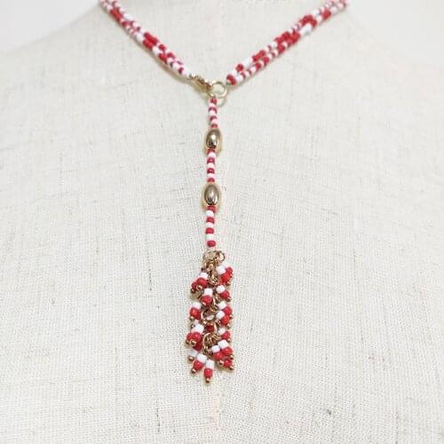 Bohemian Handmade Beaded Long Chain Necklace Women Fashion Red White Beads Necklace Custom Bridal Wedding Jewelry Gifts