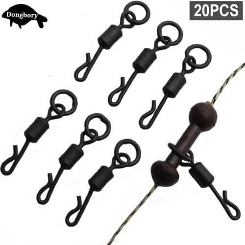 20PCS Carp Fishing Quick Change Swivels With Ring Rolling Swivels Clips Swing Snap Connector Carp Rig Fishing Tackle Accessories
