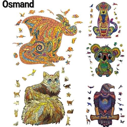 Wooden Jigsaw Puzzle Colorful Dog Animal Shape Puzzles Board Set Interesting Educational Games Toys For Adults Kids Xmas Gifts