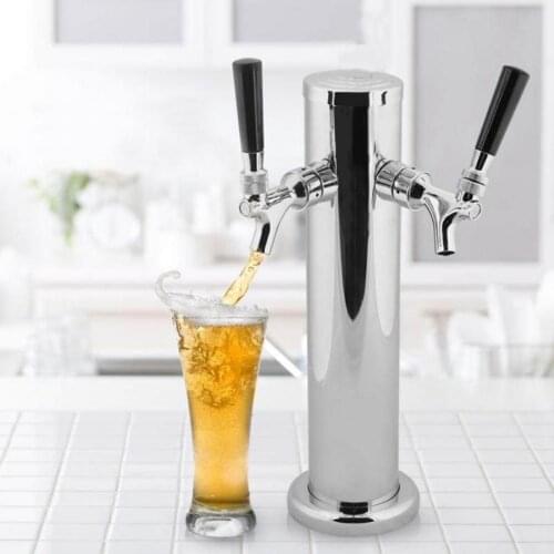 Wine Beer Drink Dispenser Stainless Steel Double Faucet Tap Adjustable Beer Beverage Water Juice Dispenser Machine Bar Accessory