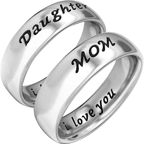 Mother Dad Daughter Son Gifts Family 6MM Stainless Steel Jewelry Ring Band Engraved I Love You US5-US13
