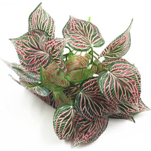 Home wedding decoration Plastic Orange pink artificial leaf plant evergreen leaf decoration