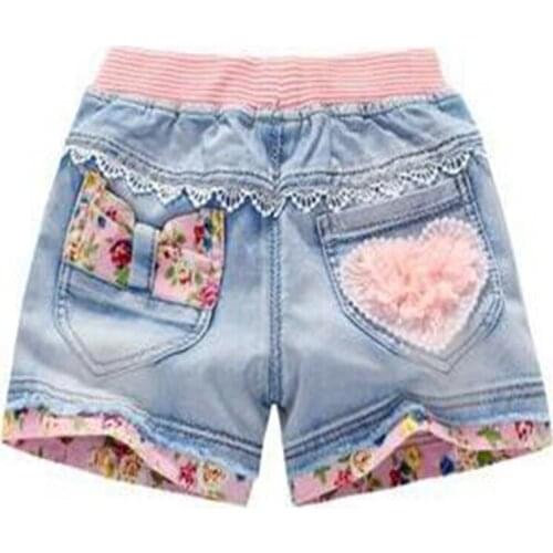 Summer fashion children denim shorts 100% cotton diamond sand short shorts for girls kids casual jeans shorts 4-15years