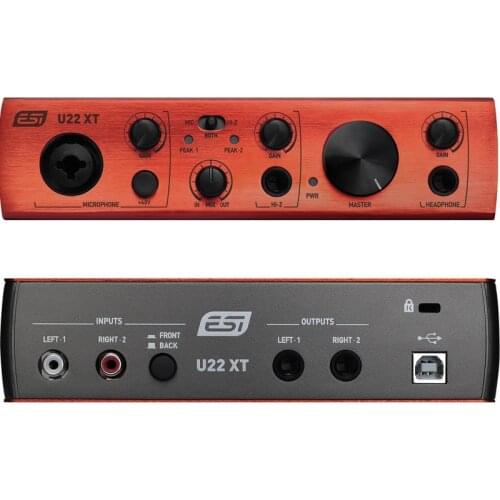 ESI U22XT 2 Input/2 Output USB 2.0 Professional Audio Interface Sound Card Microphone Preamp With Phantom Power 24-Bit/96 kHz
