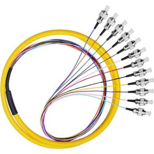 FC UPC 12cores fanout fiber optic Pigtail SM simplex 12 core 1.5M Optical fiber pigtail 5pcs