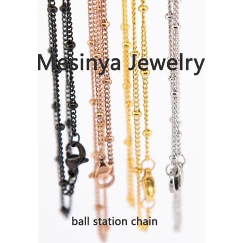 4 Colors 10pcs 30'' 316L Surgical Stainless Steel Ball Station Chain Necklace For Floating Charm Glass Locket