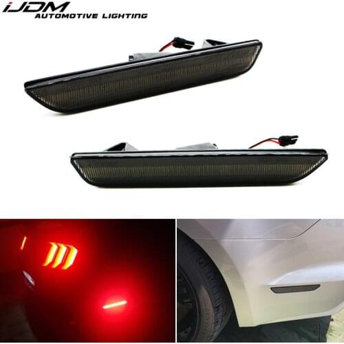 IJDM Smoked Lens Red LED Rear Side Marker Lights For 2010-2017 Ford Mustang, Smoked Sidemarkers Powered by 45 SMD LED Lights 12V