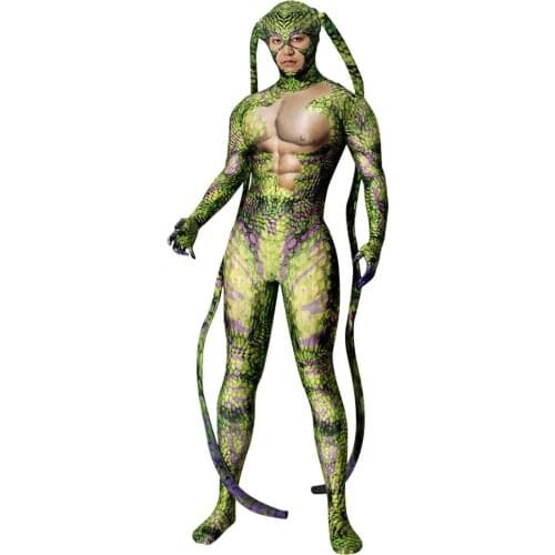 Halloween Carnival Party Mutant Animals Adult Cosplay Costumes Men Green Full Cover Jumpsuit Male Dancer Bodysuit Stage Clothes