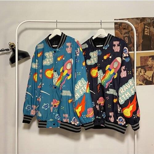 Spring new graffiti Simplicity Color jacket coat men women fashion large size loose high street lazy casual jacket lovers s278