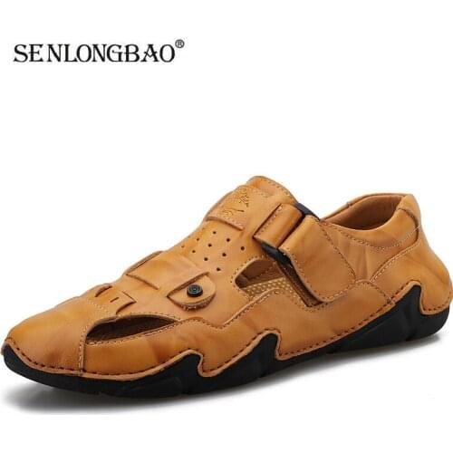 Summer Fashion Mens Beach Sandals Leather Sandals Outdoor Breathable Plus Size Casual Mens Shoes Comfortable Men Roman Sandals