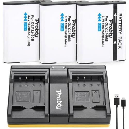 Li-90B Battery & Charger For Olympus LI-92B TG-4 TG-3 TG-2 TG-1 iHS SH-60 SP-100 SH-1 SH-50 iHS SH-60 Tough TG-1 iHS