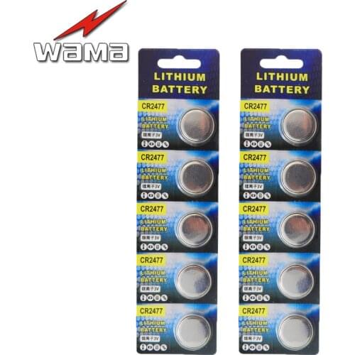10pcs/lot Wama CR2477 3V 1000mAh Lithium Coin Batteries EB-CR2477 CR2477T BR2477 DL2477 ECR2477 Tracker Recognizer Button Cell