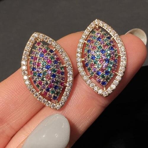 Fashion Eye Earrings For Ladies Brand Design Colorful Micro Pave Cubic Zirconia Earring Luxury Stud Earring