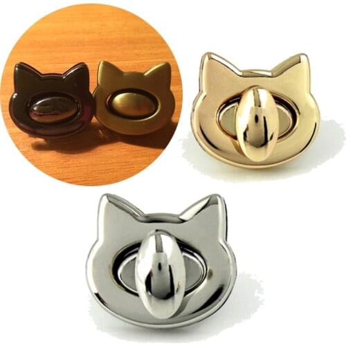 New Metal Cute Cat Bag Turn Lock Twist Lock Clasp For Leather Craft Women Handbag Shoulder Bag DIY Bag Hardware Accessories