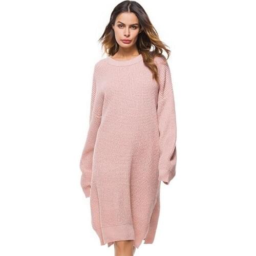 IANLAN 2019 New Autumn Winter O-Neck Sweater Relax Pullover Casual Long Sleeve Ladies Solid X-large Knitwear One Size IL00312