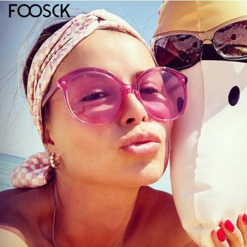 FOOSCK New Retro Round Oversized Women Sunglasses Brand Designer Fashion Candy Color Sun Glasses UV400