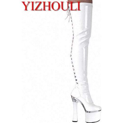 18CM High-Heeled Shoes Sexy Boots Plus Size Wine Glass With Platform Shoes Sexy Ladies' 7 Inch Thigh High Dance Shoes