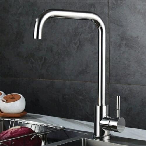304 Stainless Steel Sink Faucet Polished Single Handle Single Hole Cold and Hot Water Tap Mixer Kitchen Taps Basin Faucets Crane