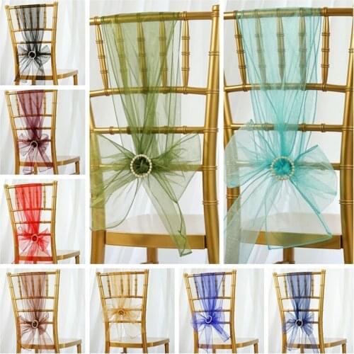 Sale 50 Set Wedding Organza Chair Cover Bow Knot for Banquet Event Birthday Party Decoration Organza Chair Sash